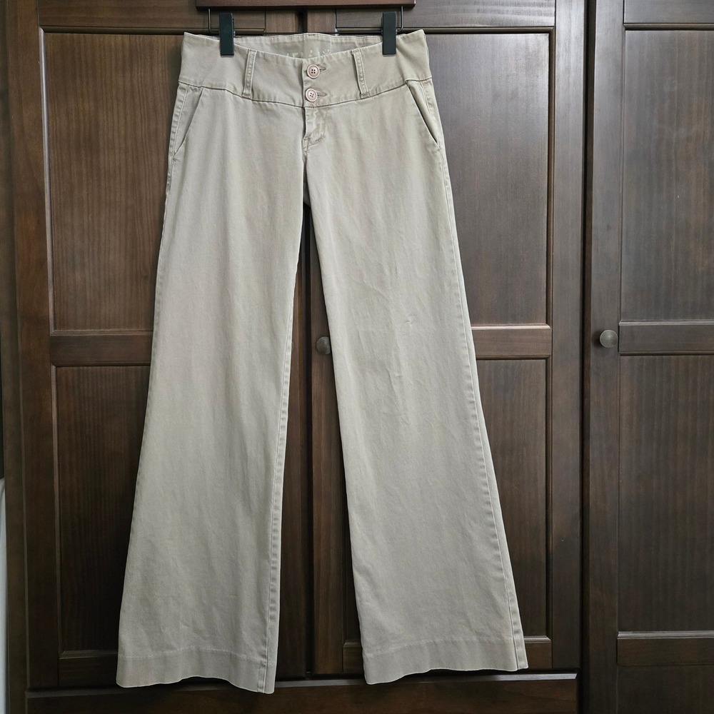dELiA*s Alexa Khaki Wide Leg Pants Low Rise Y2K Trousers Size 7/8L Tan